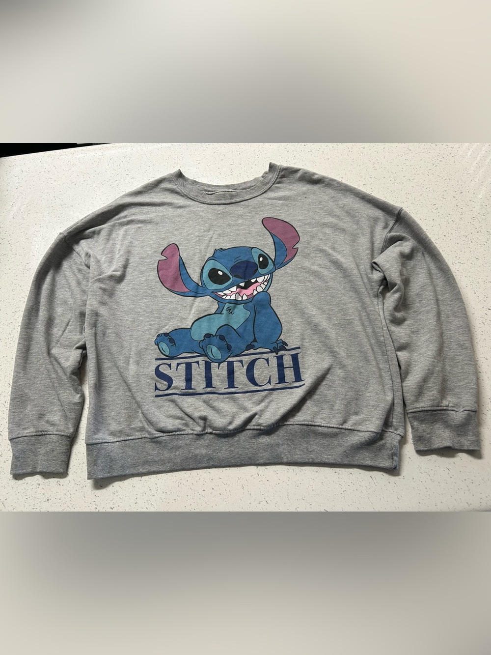 Disney Lilo & Stitch Grey Graphic Crewneck Sweatshirt L